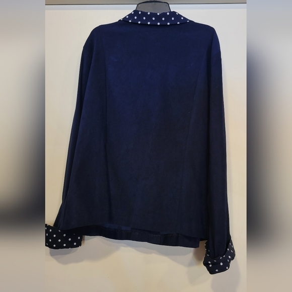 R&K Originals navy blue and Polka Dots 2 Piece Casual Pants Suit Size 14 - Picture 5 of 10